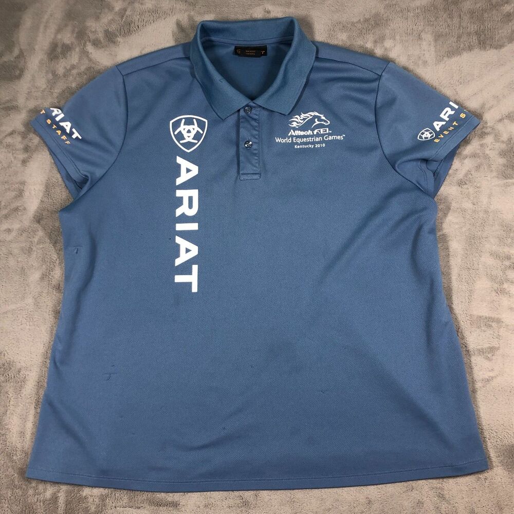 Ariat Alltech FEI WEG 2010 Polo Shirt Womens 2XL Blue Event Staff Kentucky